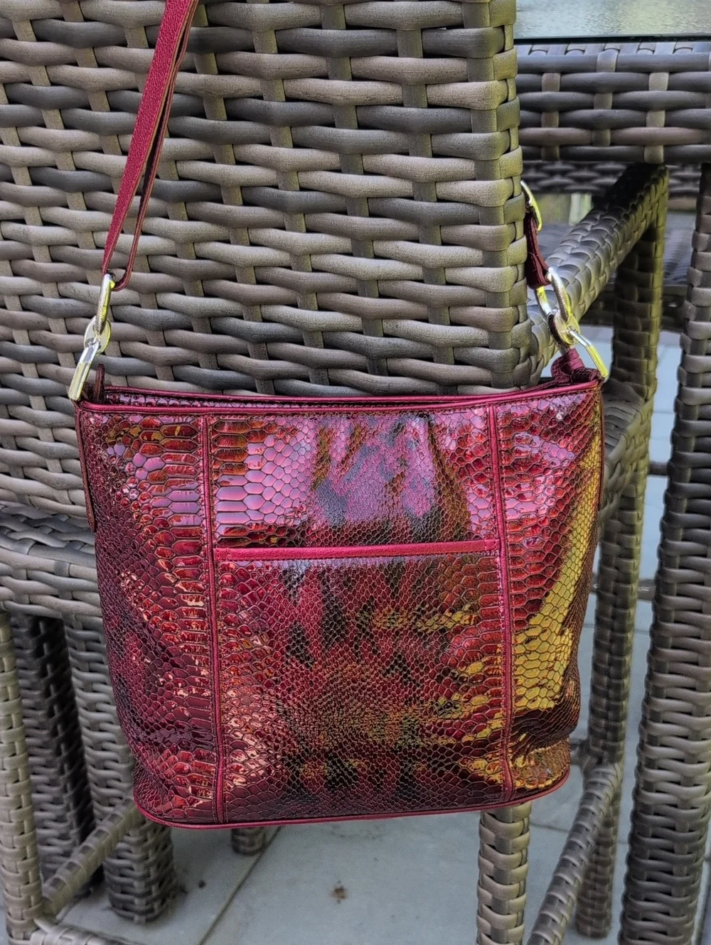 Brighton red snakeskin